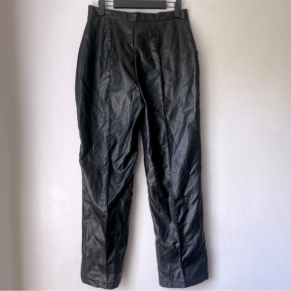 Princess Polly Encore Black Faux Leather High Rise Straight Leg Pants 6 - Picture 14 of 14